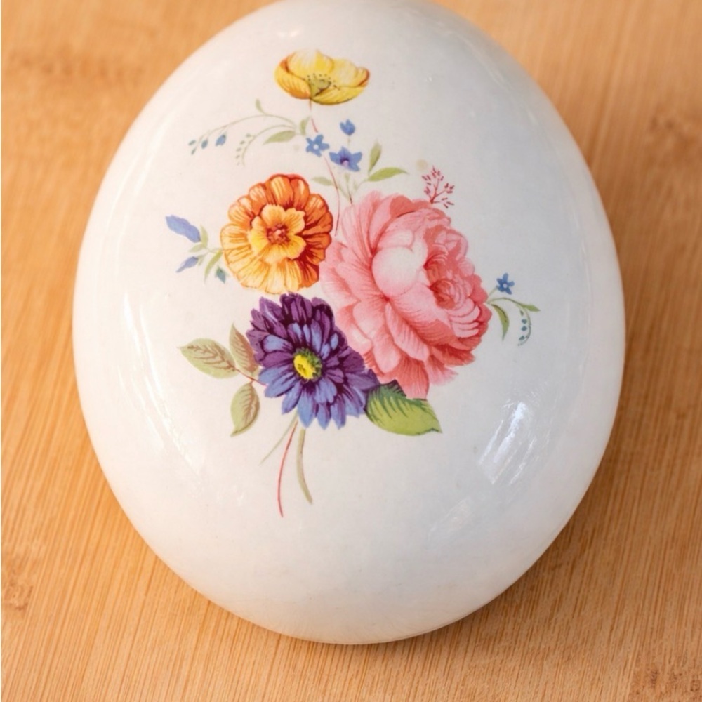 Vintage Johnson Bros Ironstone Floral Oval Trinket Box